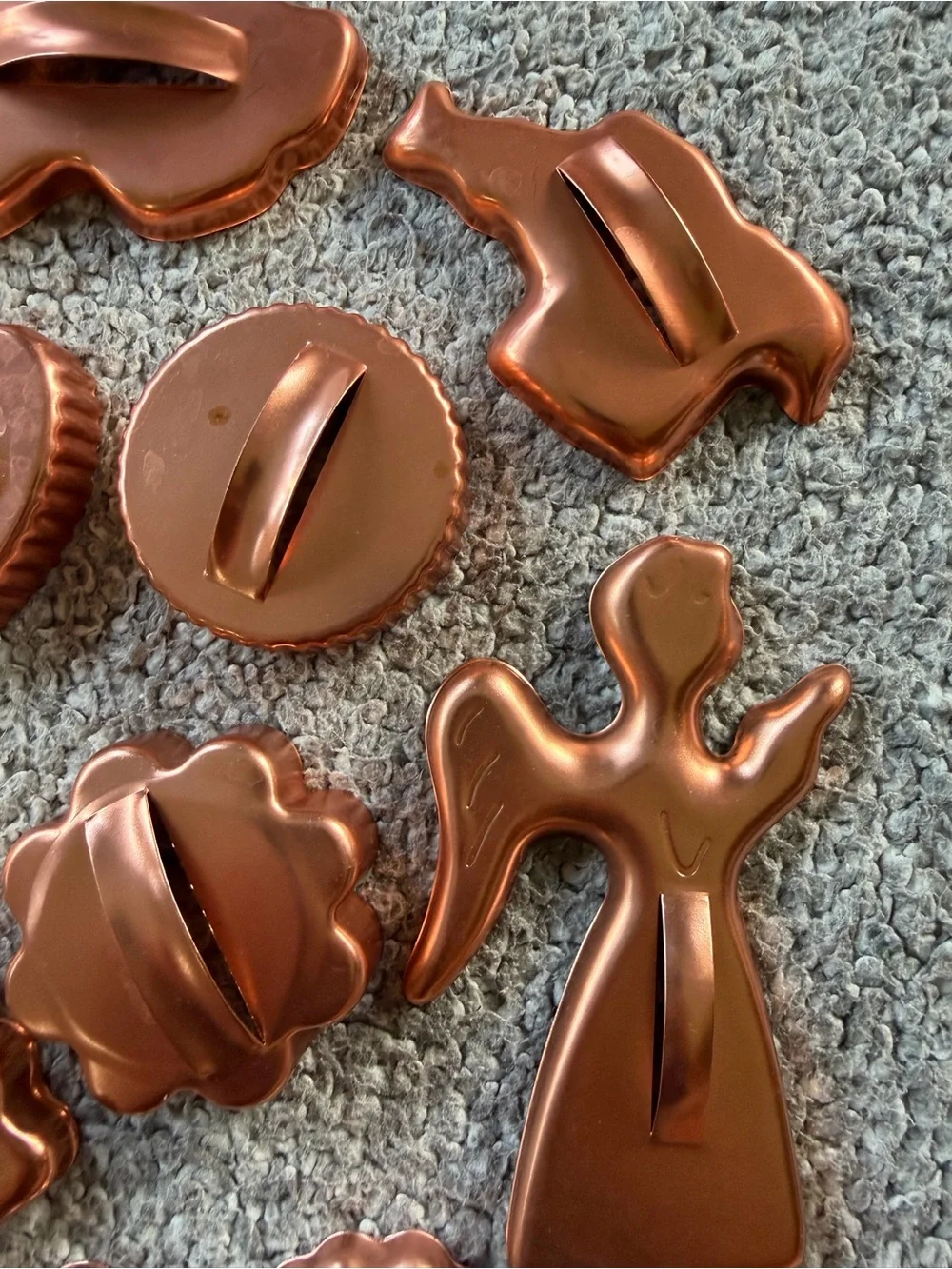 Vintage Copper Cookie Cutters Set with Yellow Case